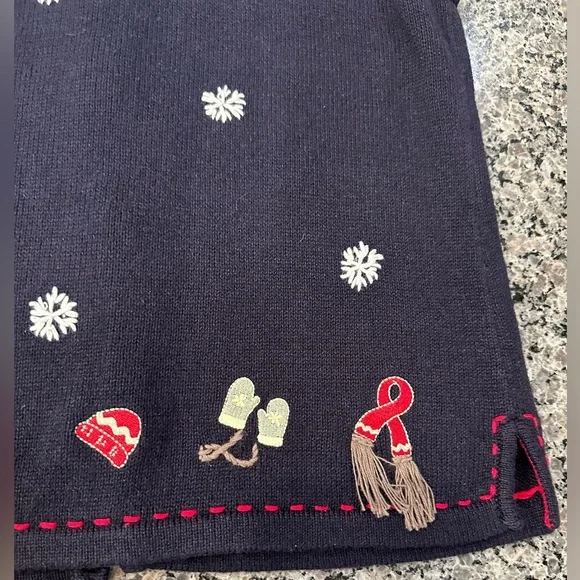 🎄VTG Christopher & Banks Hand Embroidered Christmas Knit Sweater Vest Size Med - Picture 8 of 16